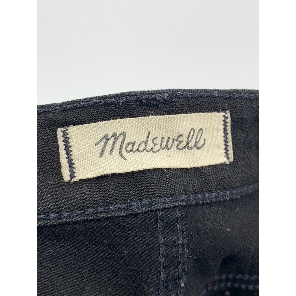 MADEWELL Women's Black 9" Mid-Rise Skinny Leg Frayed Cropped Jeans SZ 28