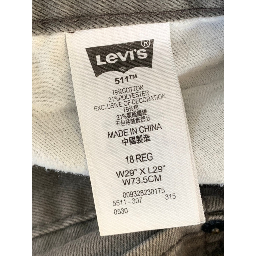 LEVI'S Women's Washed Black 511 Slim-Fit Raw-Hem Cutoff Shorts SZ 18