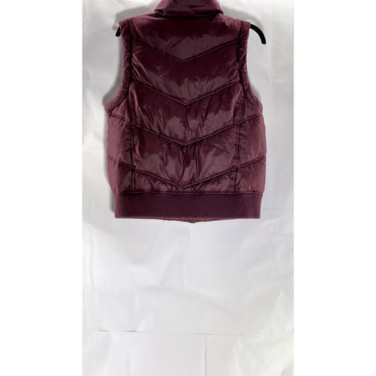 GAP Women's Burgundy Zip-Up Sleeveless Puffer Vest SZ M