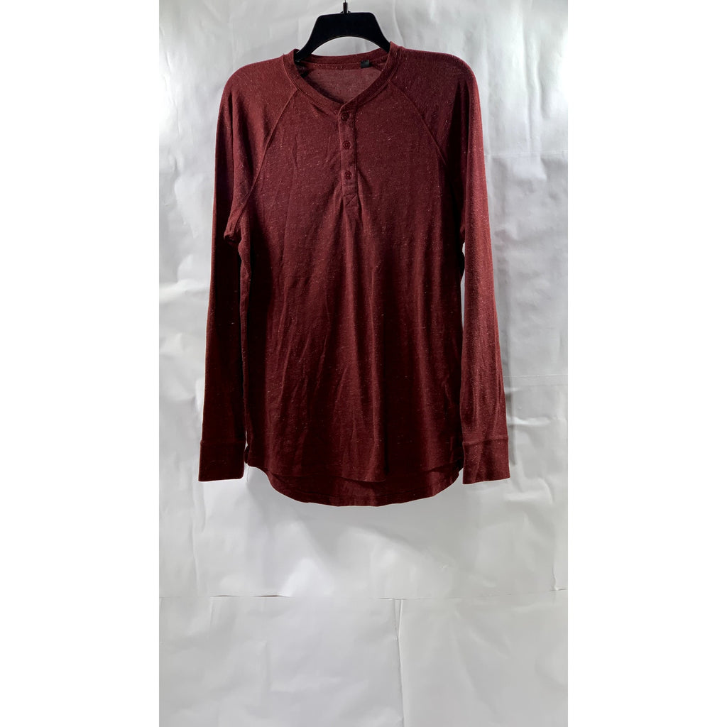 FIVE FOUR Men's Red Heather Long Sleeve Casual Henley Shirt SZ M