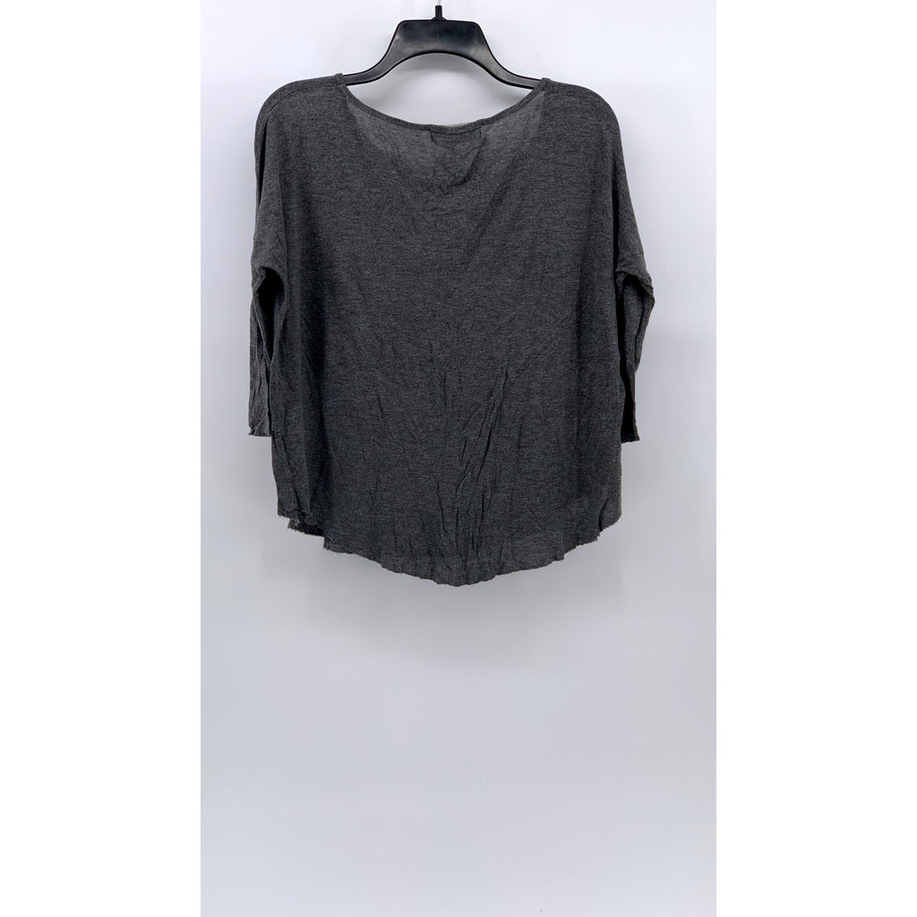 PROJECT SOCIAL T Women's Gray Scoop-Neck 3/4 Sleeve Oversized Casual Top SZ XS