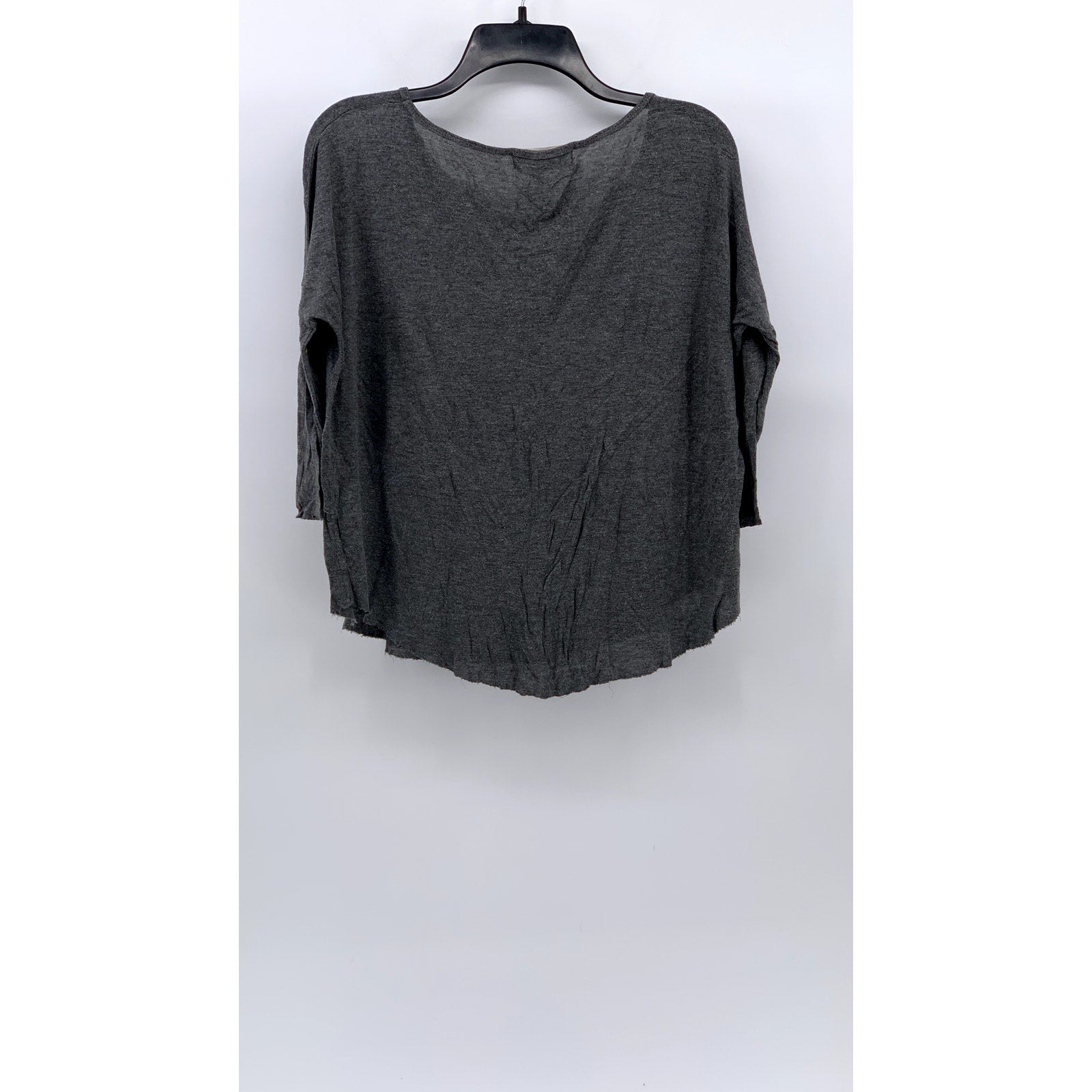 PROJECT SOCIAL T Women's Gray Scoop-Neck 3/4 Sleeve Oversized Casual Top SZ XS