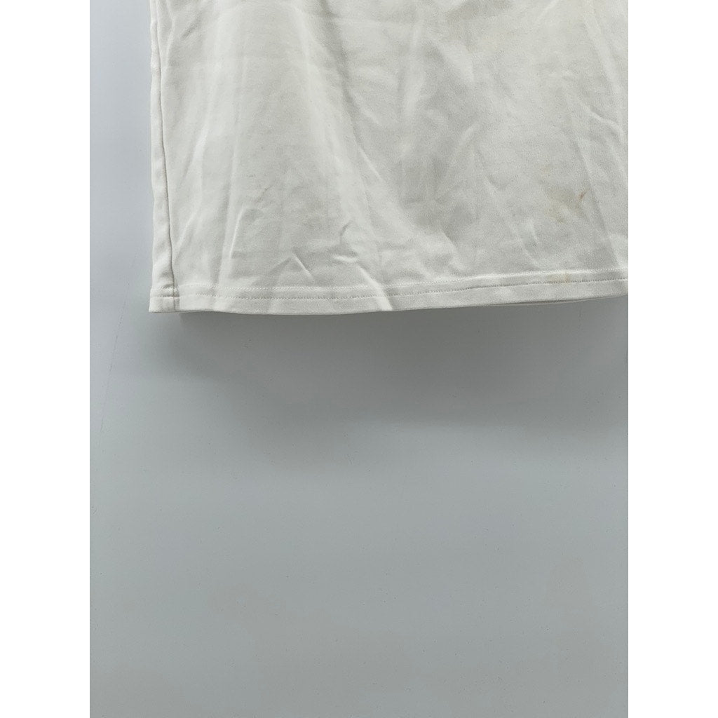 UNBRANDED Women's White Solid Pocketless Casual Straight Mini Skirt SZ M