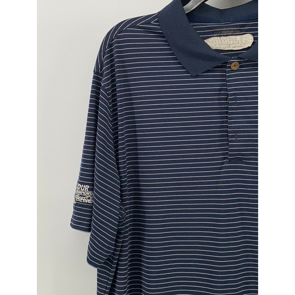 NIKE GOLF Men's Navy-White Striped Polo SZ XL