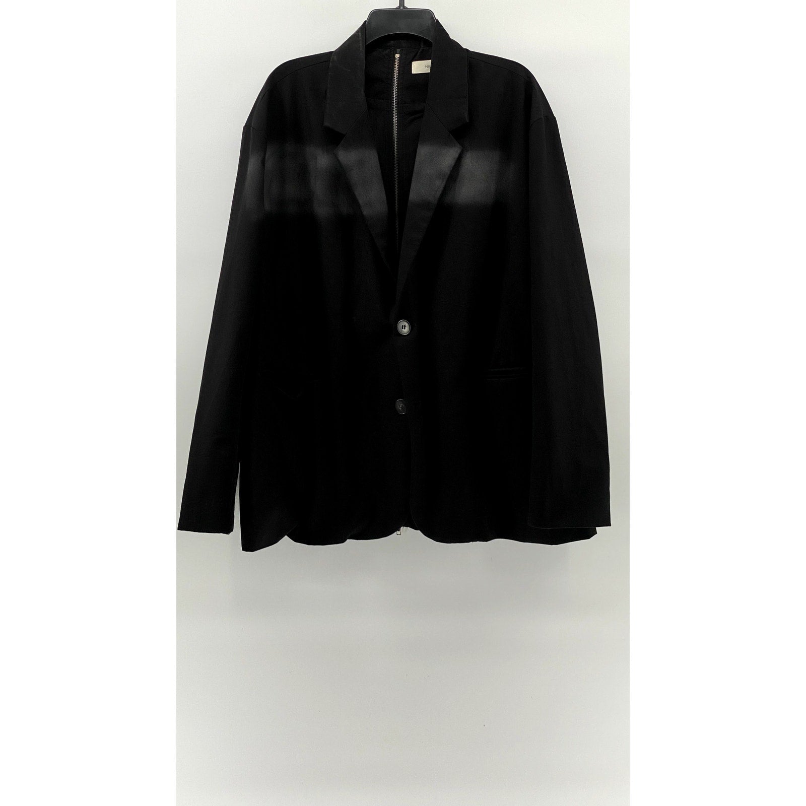 NIUGULU Women's Black Two-Button Notch Collar Long Sleeve Back Zipper Blazer SZL