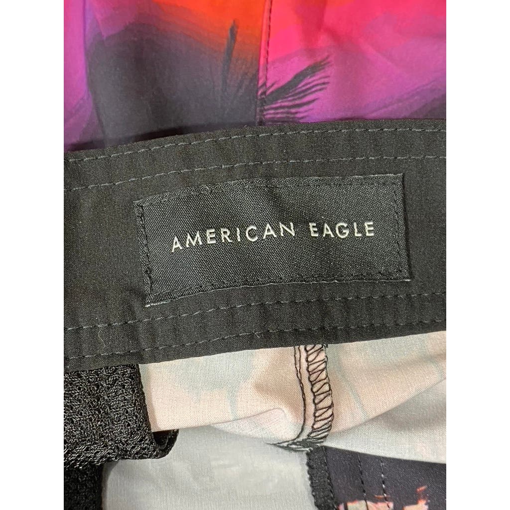 AMERICAN EAGLE Men's Red Tropical Print Drawstring Pull-On Board Shorts SZ XS