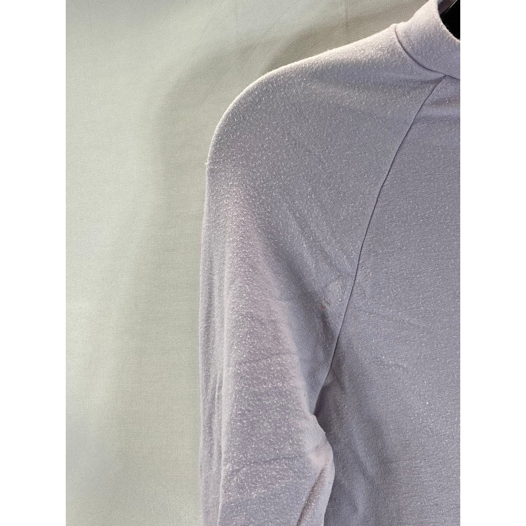 SELKIE Women's Light Purple Solid Mock-Neck Long Sleeve Round-Hem Top SZ S