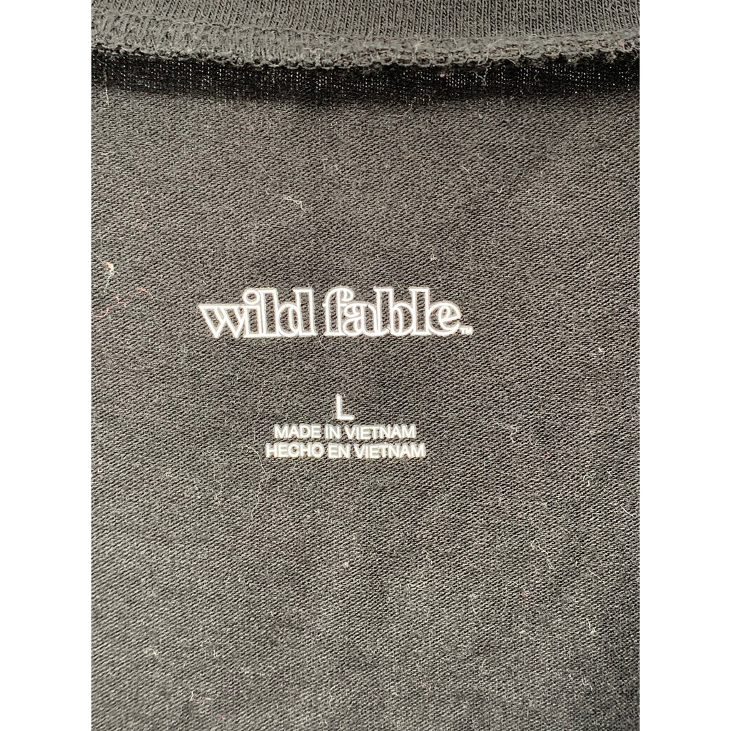 WILD FABLE Women's Black Solid Crewneck Short Sleeve Casual Cropped Top SZ L