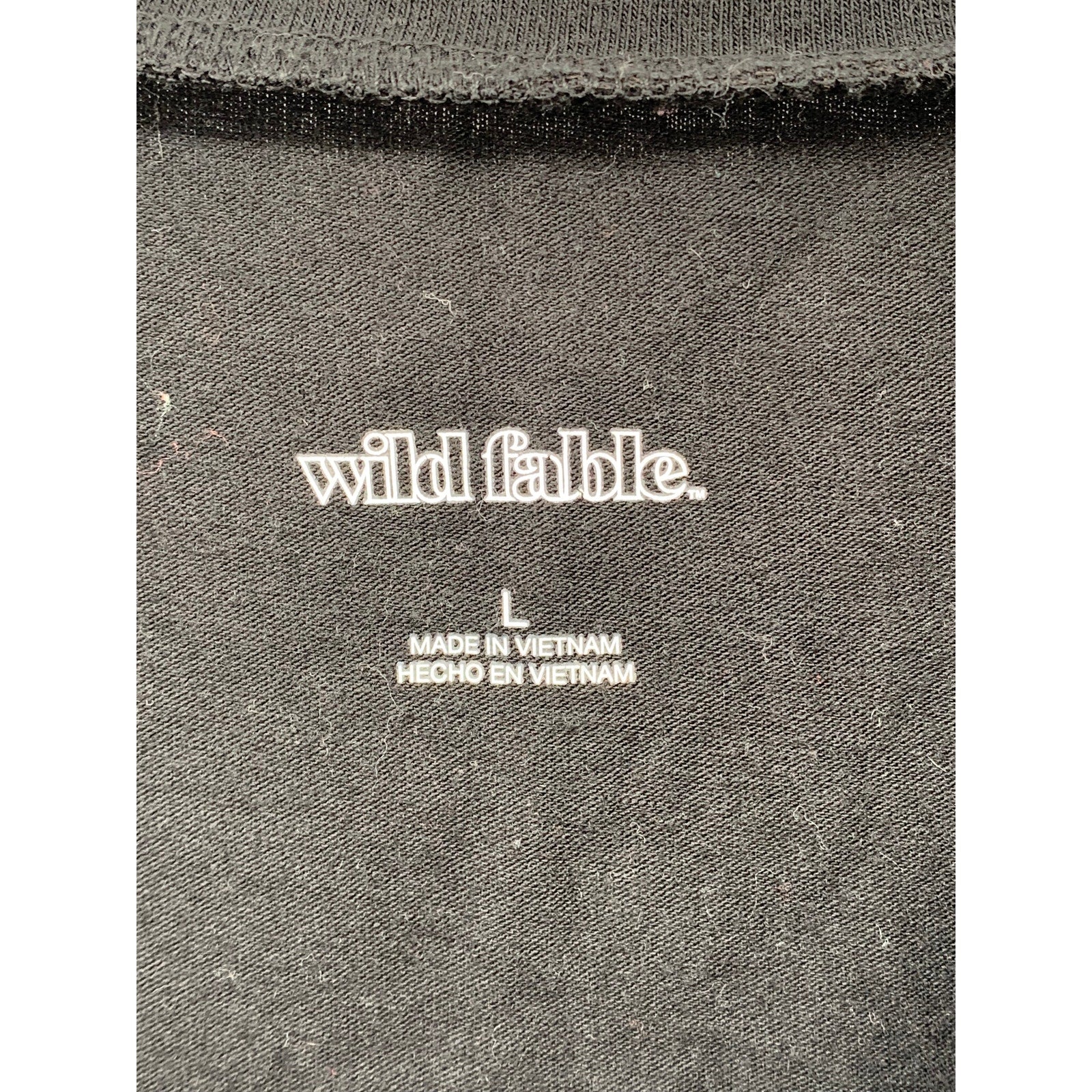 WILD FABLE Women's Black Solid Crewneck Short Sleeve Casual Cropped Top SZ L