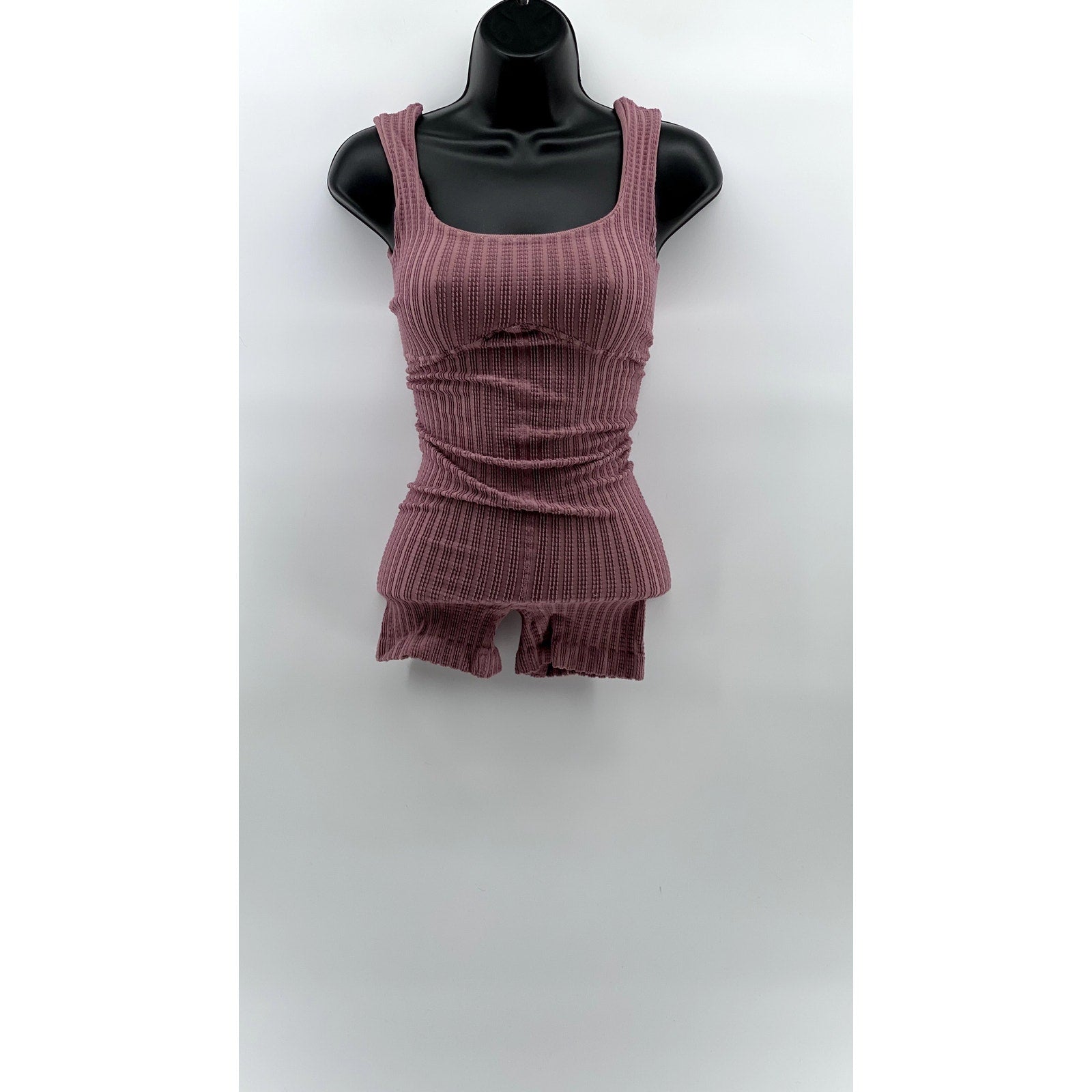 REFORMER Women's Mauve The Textured Runsie Scoop-Neck Pull-On Romper SZ XS/S