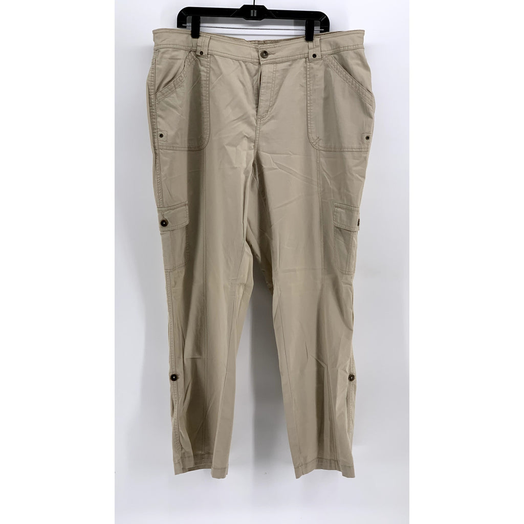 UNBRANDED Women's Plus Tan Cargo Roll-Hem Straight Leg Pant SZ 20W