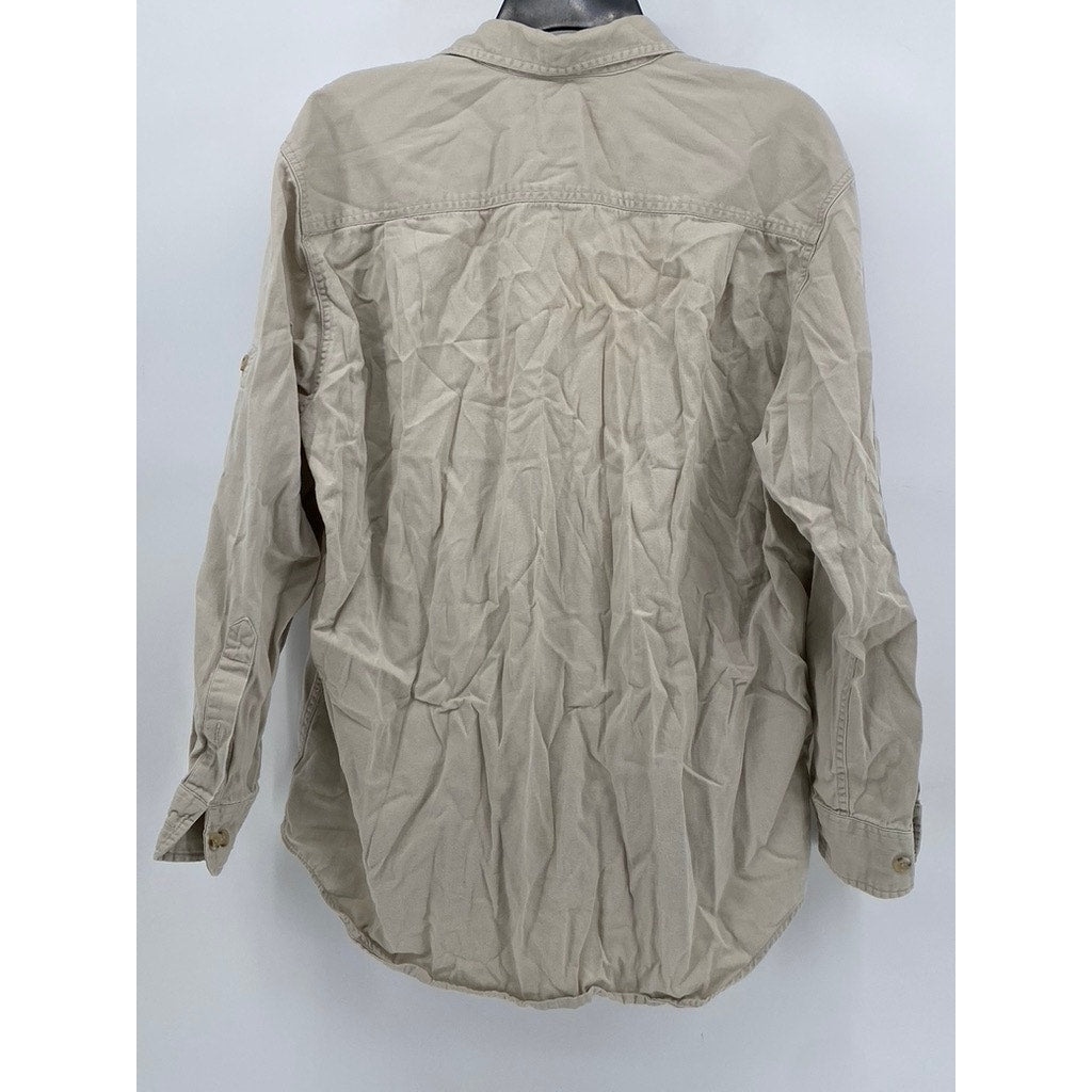 BANANA REPUBLIC Vintage Mens Long Sleeve Beige Button Up SZ (M)