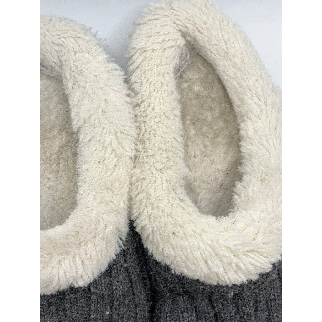 DEAR FOAMS Women's Charcoal Ribbed Faux Fur Slippers SZ 8
