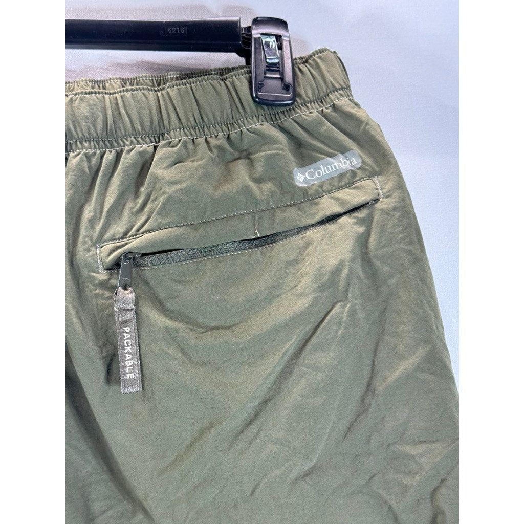 COLUMBIA Sportswear Men's Green Belted Cargo Hiking Shorts SZ 2XL