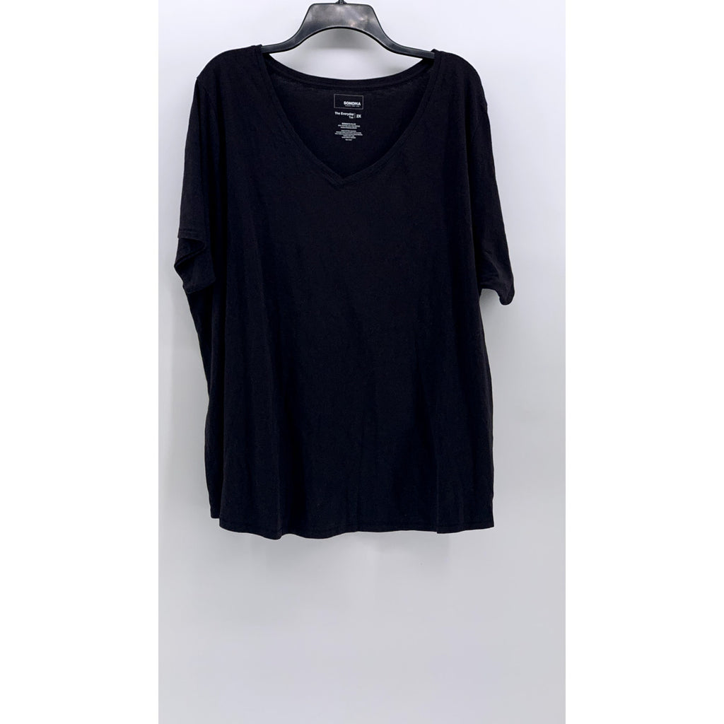 SONOMA GOODS FOR LIFE Women's Plus Black V-Neck Everyday Tee SZ 2X