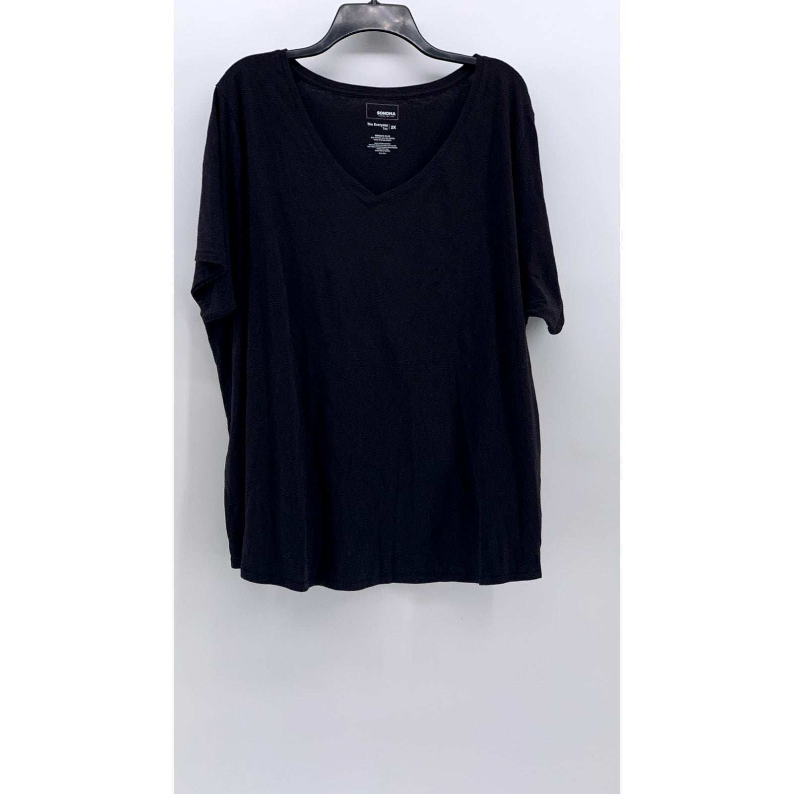 SONOMA GOODS FOR LIFE Women's Plus Black V-Neck Everyday Tee SZ 2X