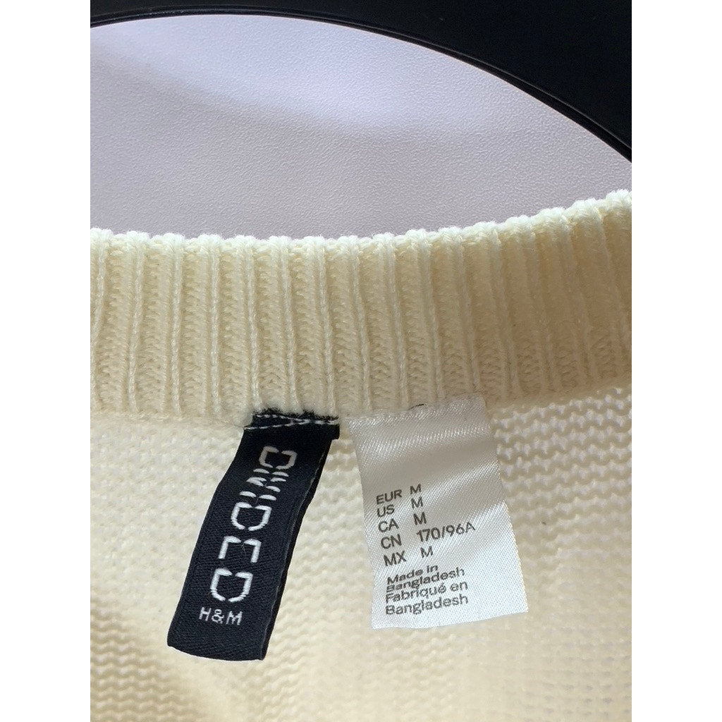 DIVIDED BY H&M Women's Cream Knit Crewneck Pullover Sweater SZ M