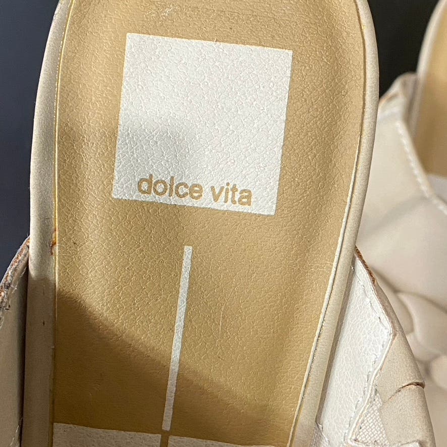 DOLCE VITA Women's Tan Eillie Western Braided Block-Heel Slip-On Mules SZ 9.5