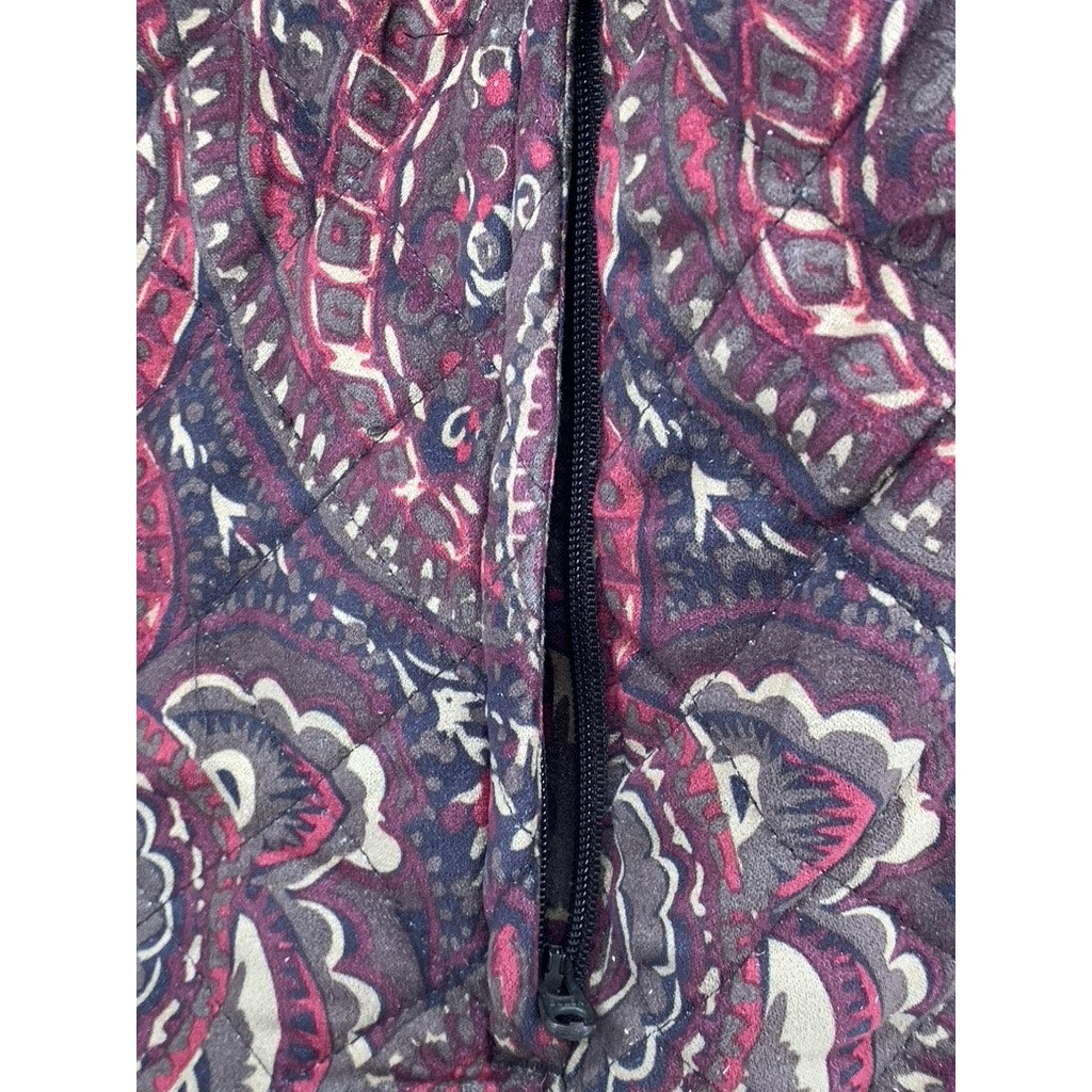 CROFT & BARROW Women’s Brown Paisley Print Quilted Zip-Up Vest SZ L