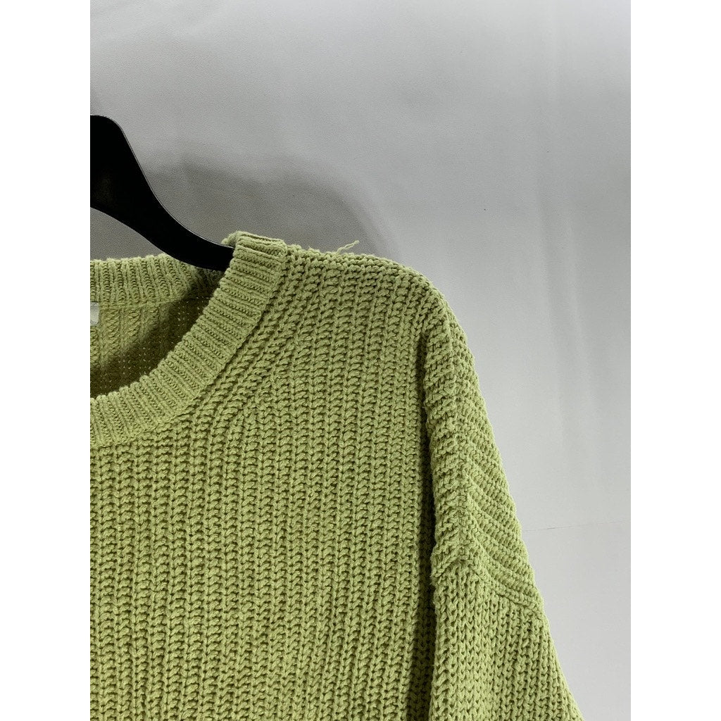 MADEWELL Women's Green Textural-Knit Crewneck Long Sleeve Sweater SZ M