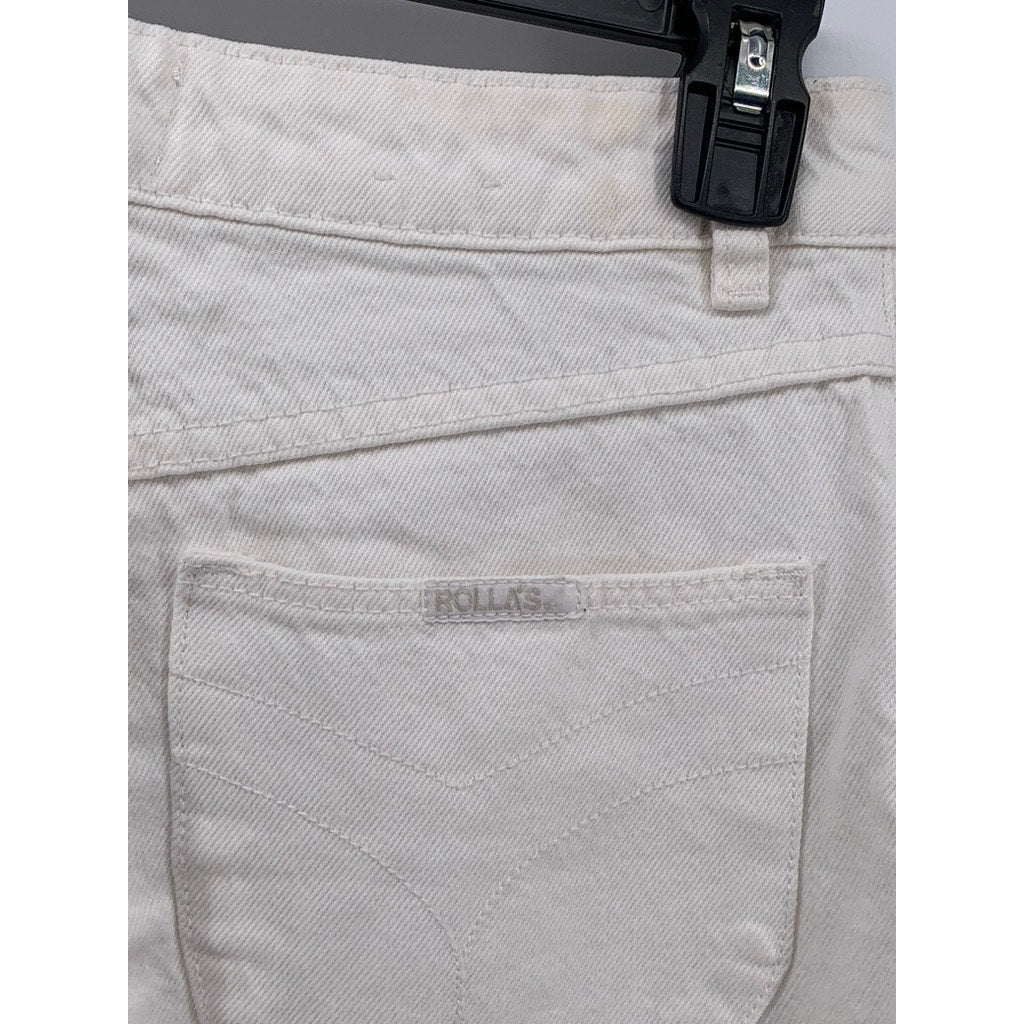 ROLLA'S Women's White Denim Classic Straight Leg High Rise Button-Fly Jeans SZ26