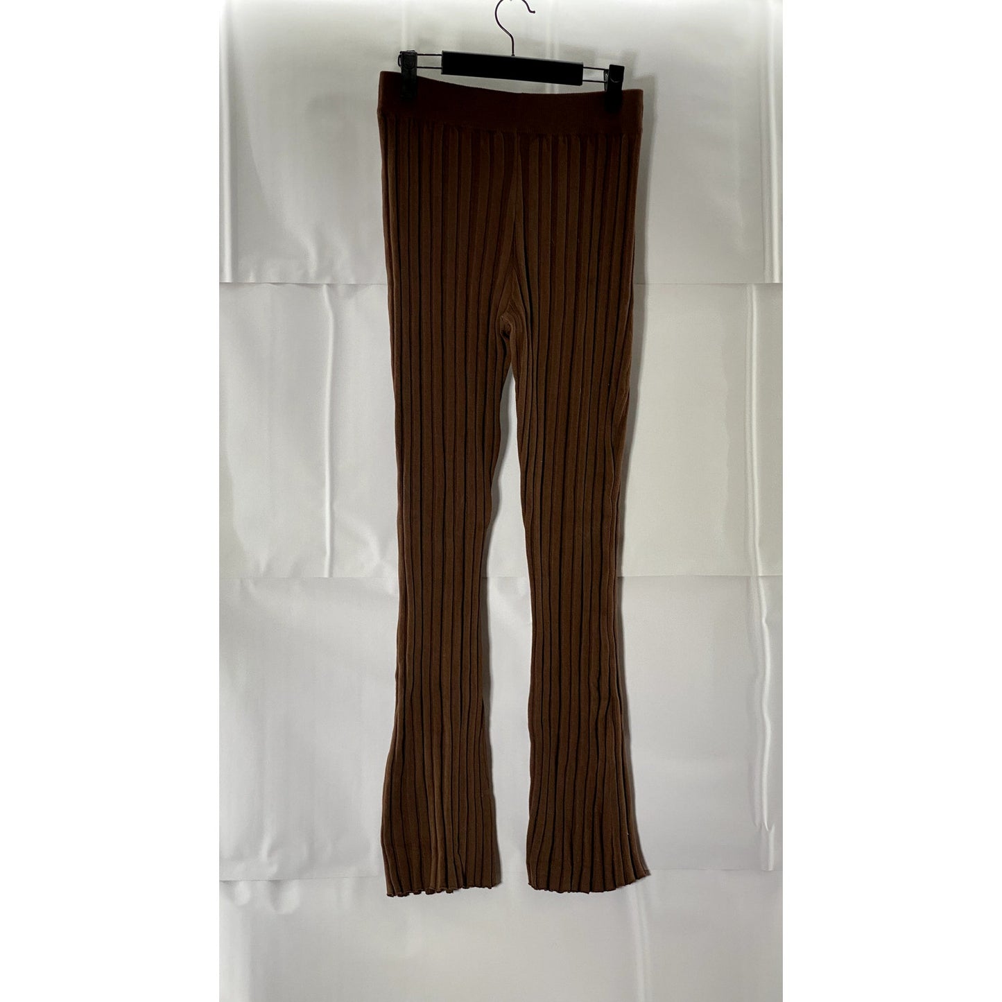 URBAN OUTFITTERS LIONESS Women's Brown Donna Rib Knit Flare-Leg Pull-On Pant SZM