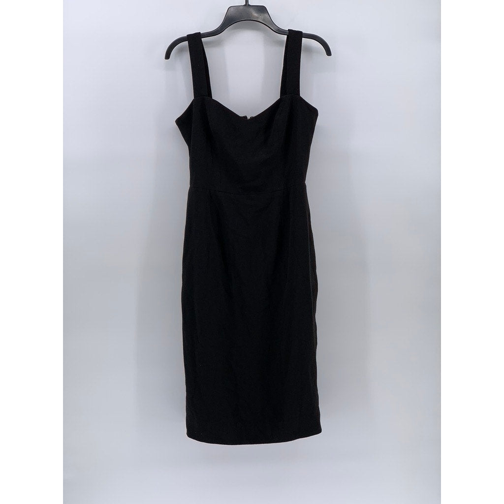 DRESS THE POPULATION Women's Black Solid Sleeveless Bodycon Midi Dress SZ M
