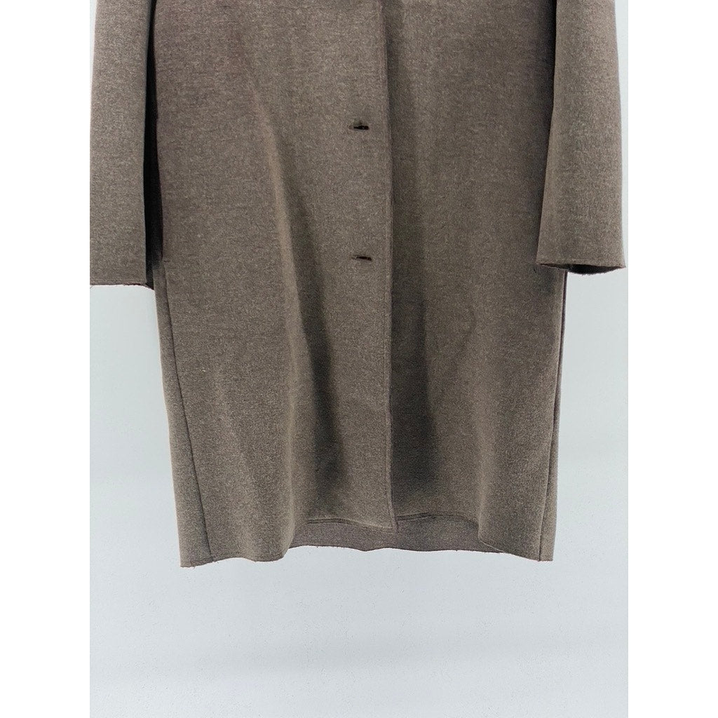 COS Women’s Brown Wool-Blend Three-Button Notch Collar Long Coat SZ S