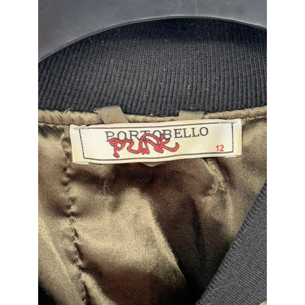 PORTOBELLO Women's Olive Green Zip-Up Bomber Jacket SZ 12(USM)