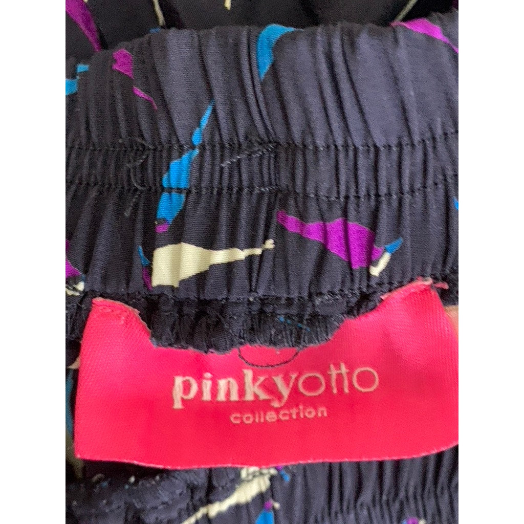 PINKYOTTO Women's Navy Songbird Print Draped Front Pull-On Shorts SZ S