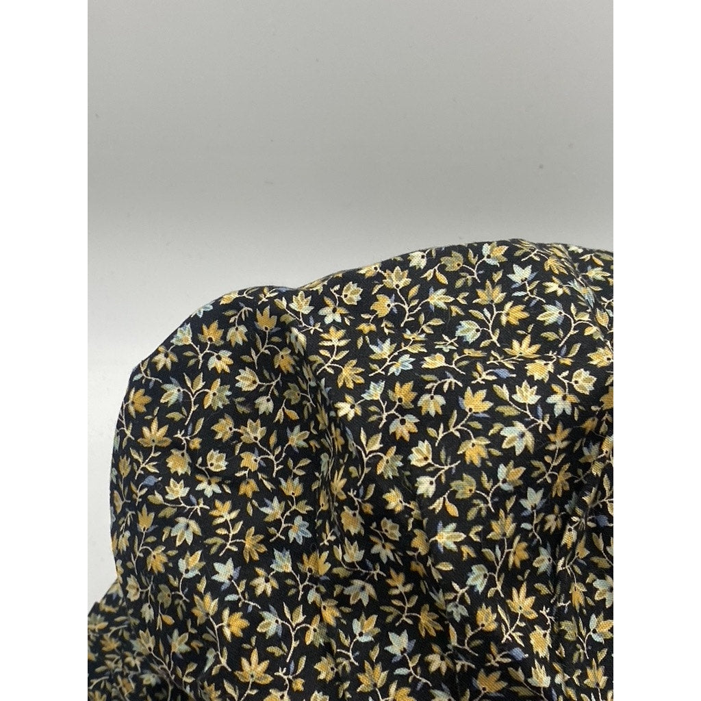 UNBRANDED Women’s Black Floral Print Ruffle Prairie Hat SZ L