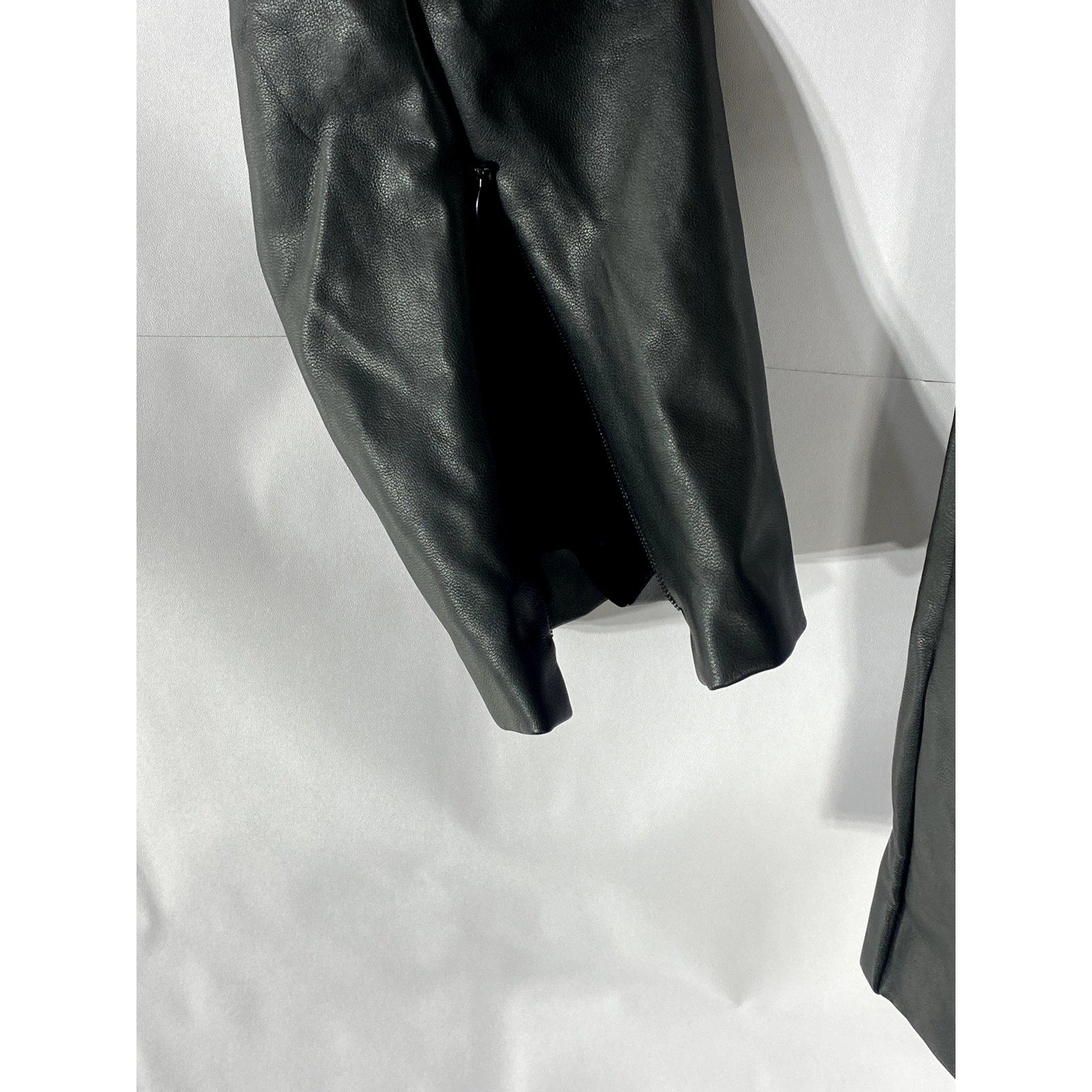 ZARA Women's Black Solid Faux-Leather High-Rise Zipper-Ankle Leggings SZ 10