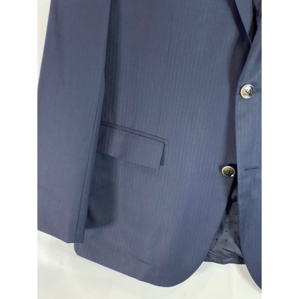BOSS HUGO BOSS Men's Navy Tailored Wool-Silk Two-Button Suit Jacket SZ 42R