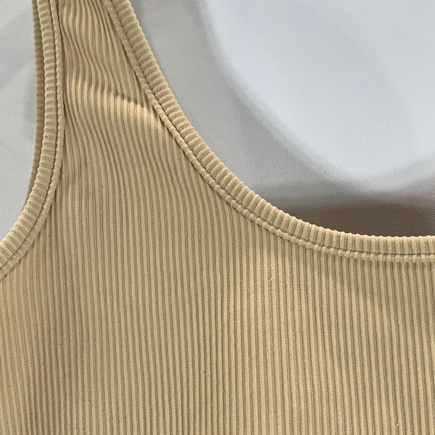 EDIKTED Women's Beige Lenny Ribbed Crop Stretch Top SZ S