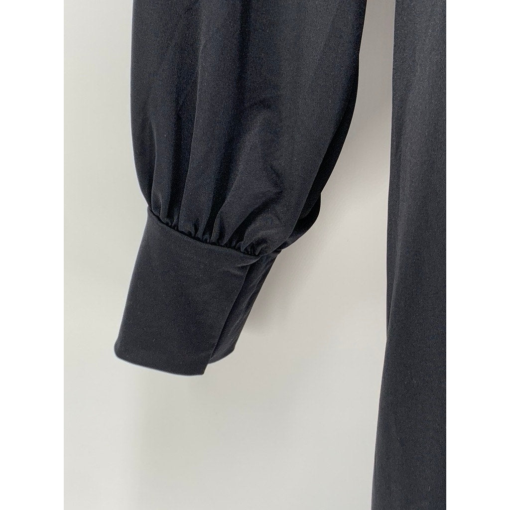 BOOHOO Women's Black Ruched Long Sleeve Dress SZ 14