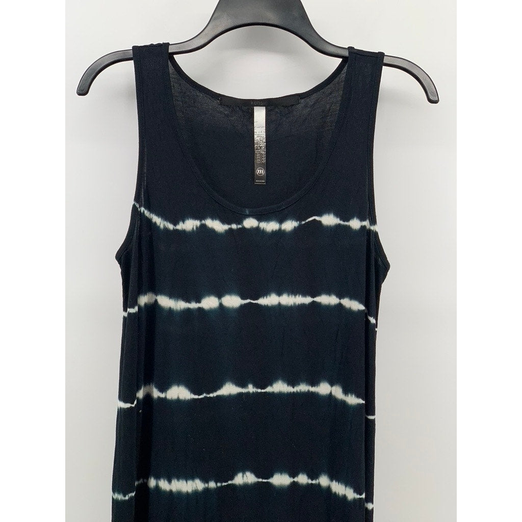 KENSIE Women's Blue-White Tie-Dye Tank Maxi Dress SZ M