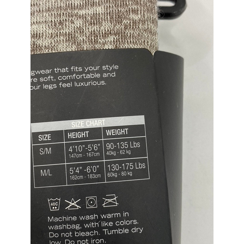 MEMOI Women's Heather Taupe Cotton-Blend Pull-On Sweater Tights SZ M/L