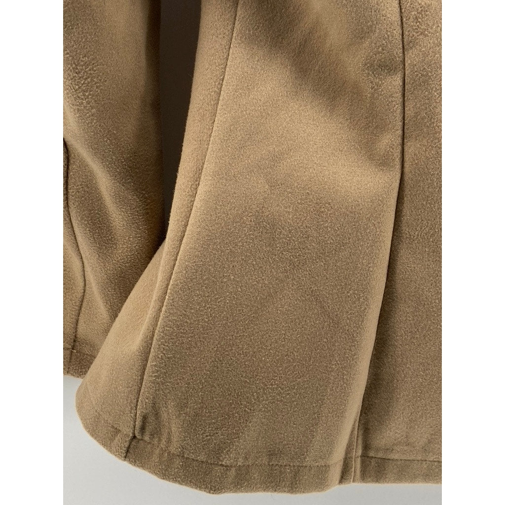 STYLEWE Women's Tan Regular-Fit Double-Button Long Sleeve Coat SZ S