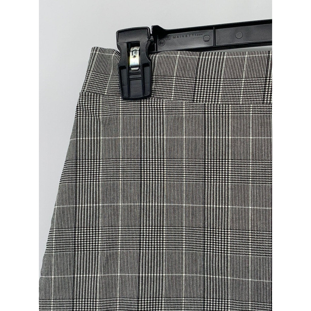 CRECE Women's Gray Plaid Straight Knee-Length Skirt SZ L