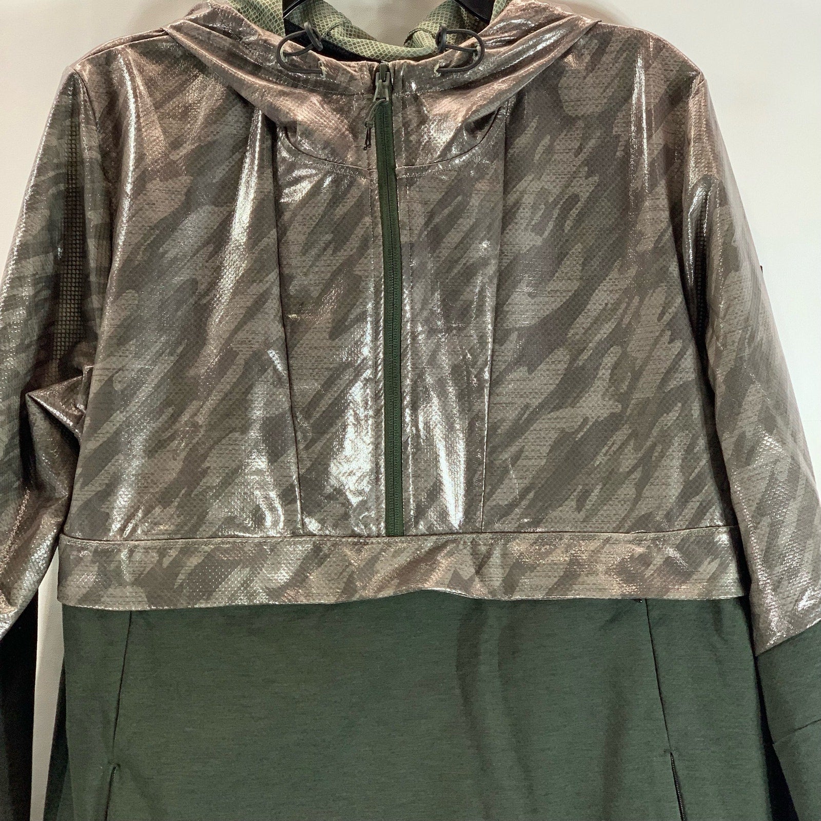 UNDER ARMOUR Men's Green UA Hybrid Anorak Hooded Pullover Windbreaker Jacket SZL