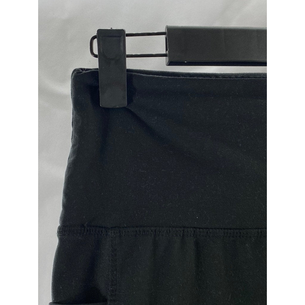 UNBRANDED Women's Black Solid Pull-On Stretch Side-Pocket Biker Shorts SZ L/XL