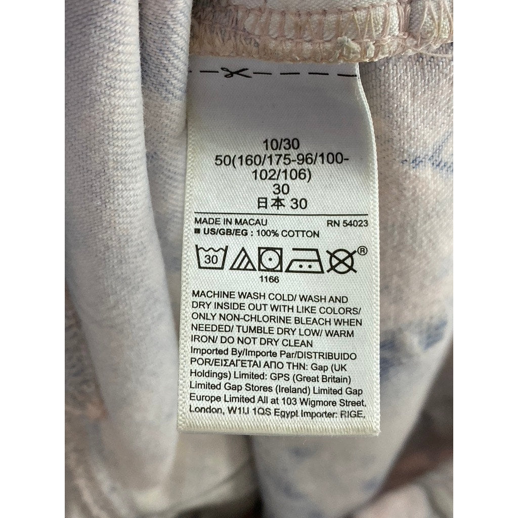 GAP DENIM Women's Pink-Blue Tie-Dye Cheeky Denim Straight Jean SZ 10/30