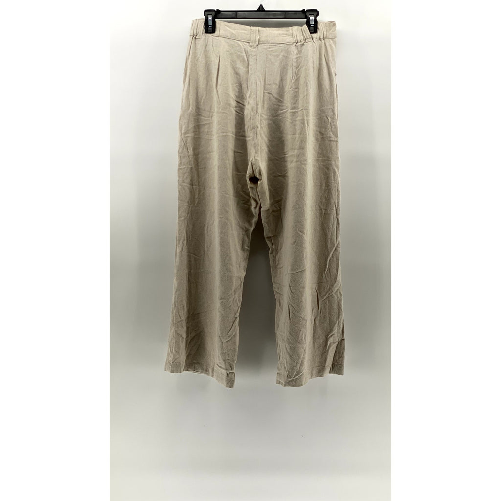 ASOS DESIGN Women's Beige Linen-Blend Pleated Wide-Leg High-Rise Pant SZ 10
