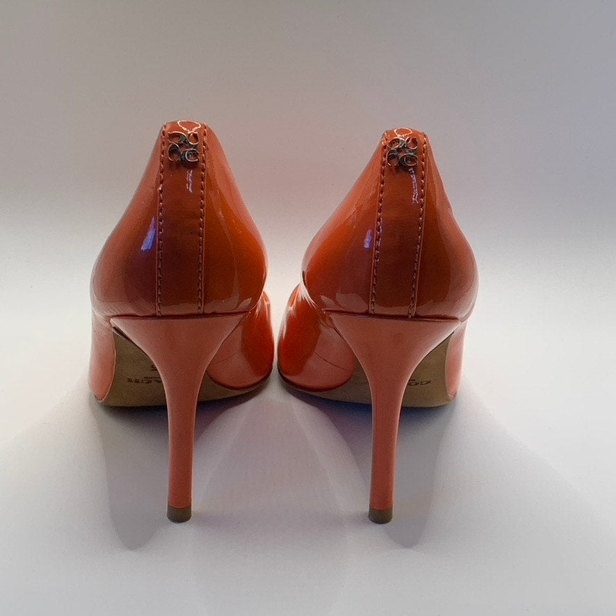 COACH Women's Orange Nala Patent Leather Round-Toe Slip-On Pumps SZ 7.5