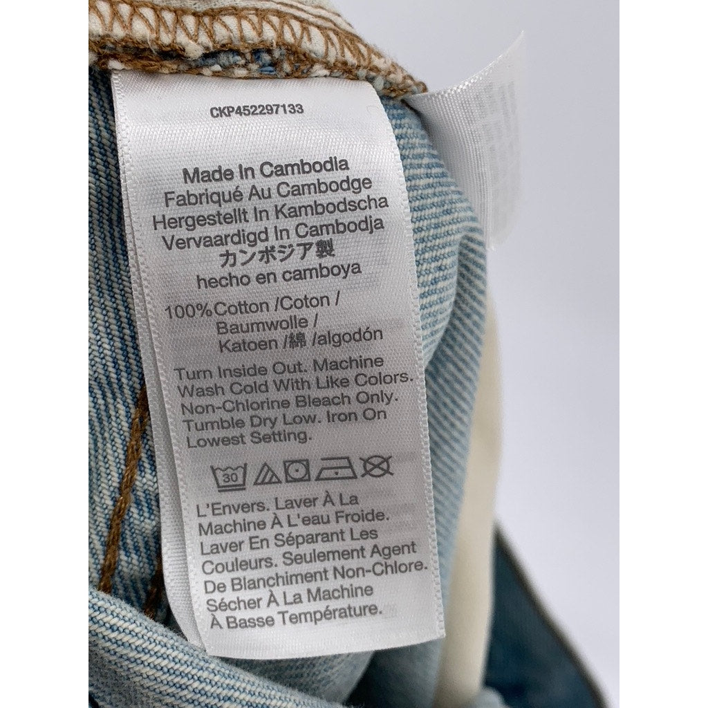 MADEWELL Women's Light Blue Distressed Relaxed Denim Cotton Shorts SZ 25