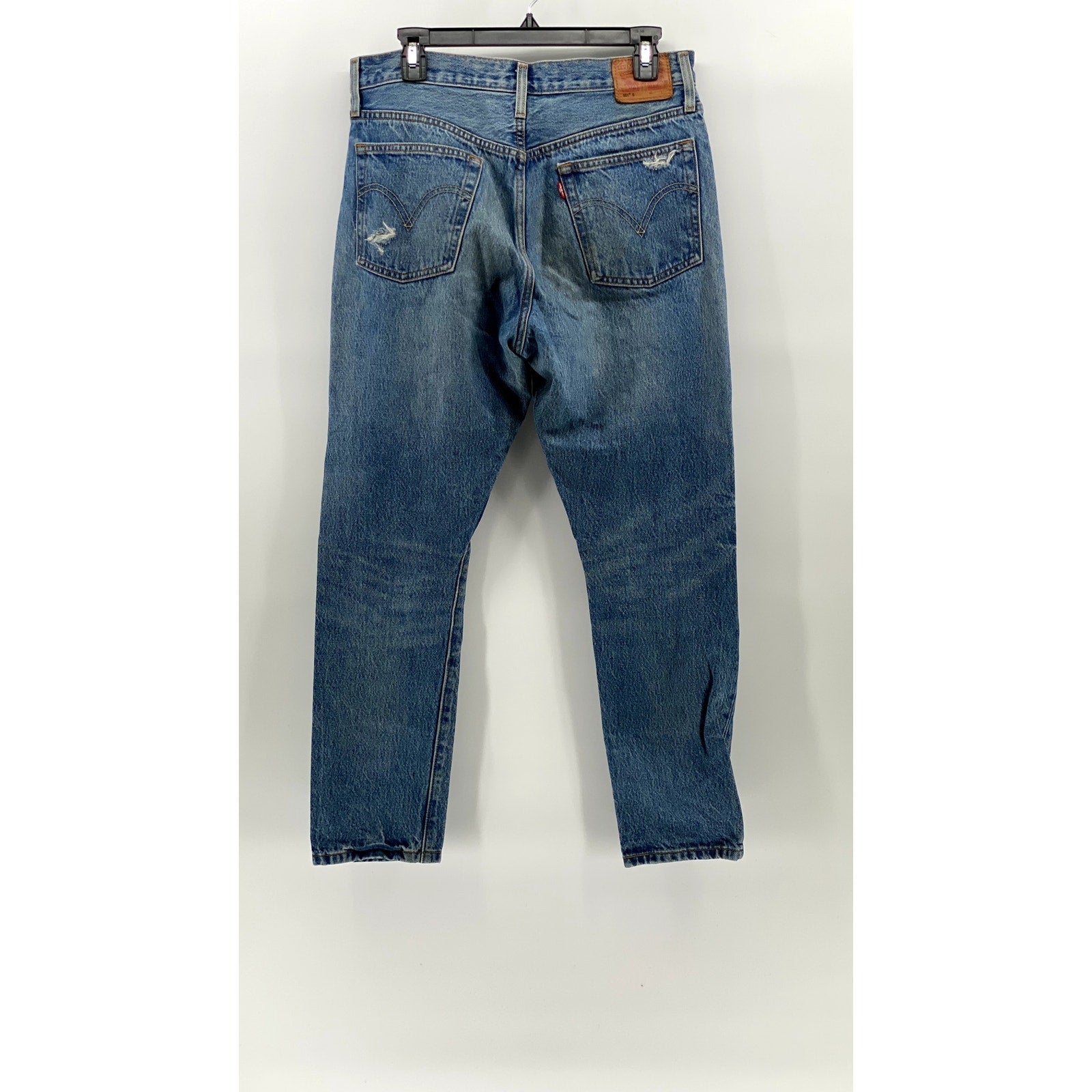 LEVI'S Men's Blue Distressed 501 S Vintage Skinny-Leg Regular-Fit Jeans SZ 30X28