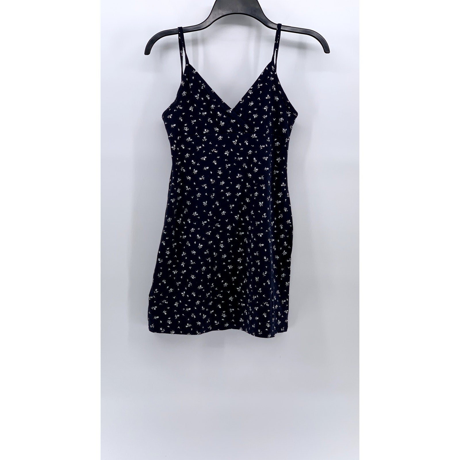 EHP DESIGN By OMISTUIDIO Women's Navy Floral V-Neck Spaghetti Strap Dress SZ M