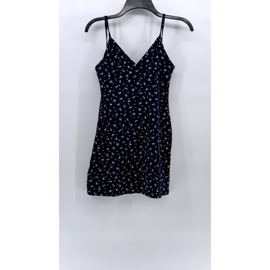EHP DESIGN By OMISTUIDIO Women's Navy Floral V-Neck Spaghetti Strap Dress SZ M