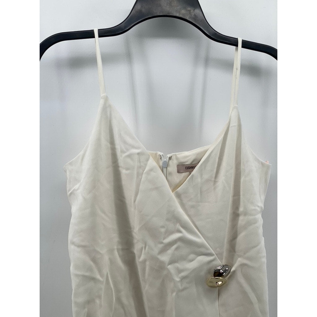 CUSHNIE ET OCHS Women’s Cream Wrapover Spaghetti Strap Embellished Tank Top SZ 8