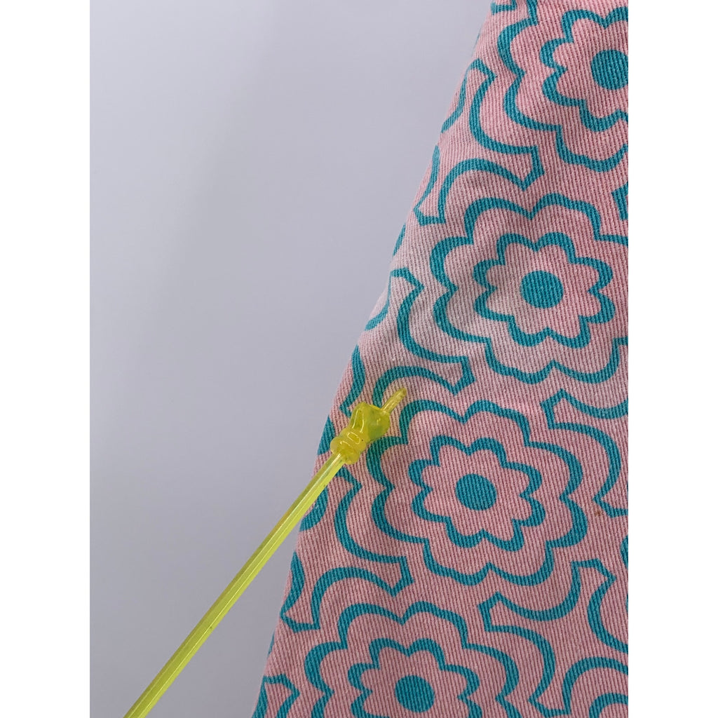 LOVE + HARMONY Women's Pink-Blue Flower Print Straight-Leg High-Rise Pants SZ S